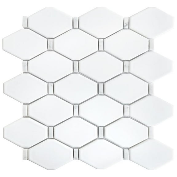 Badajoz in Honeycomb White Glass Mosaic Floor and Wall Tile (Pack of 11)