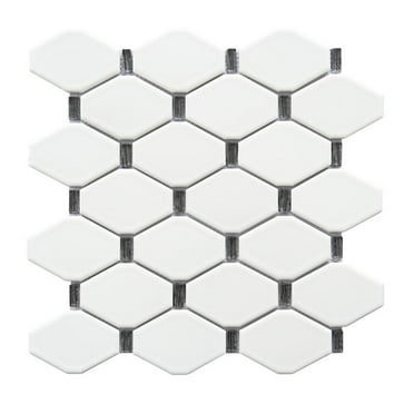 Badajoz  11.5" x 10.94" Honeycomb Glass Mosaic Wall Tile in White