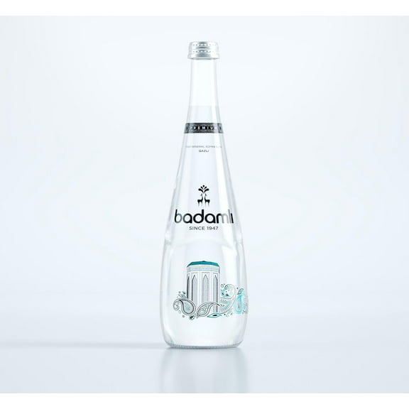 Badamlı Premium Natural Mineral Water pH 7.5 – 25.4 fl oz (750ml), Pack of 12, Glass Bottle, Naturally Sparkling