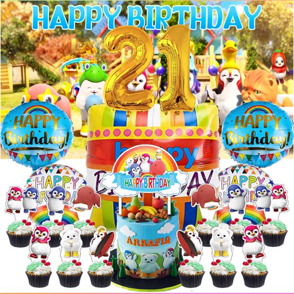 Badanamu Party Supplies Decor 21th Kit Balloons Birthday Cake Topper Banner Backdrop Decorations