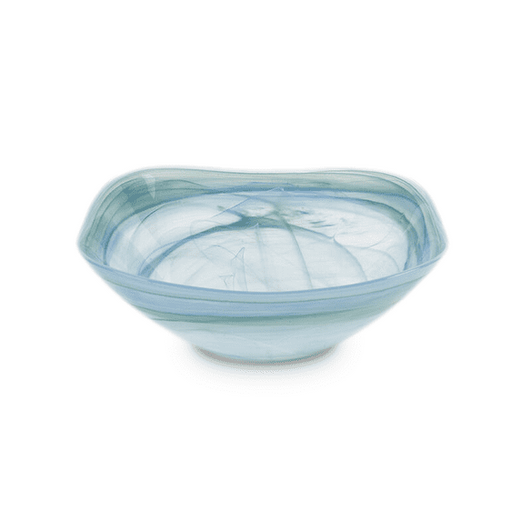 Badash Alabaster Square Glass Bowl, Aqua Blue - 10"