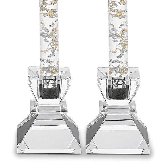 Badash Saturn Handcrafted Lead-free Crystal Pair Of Candlesticks Q-GM867