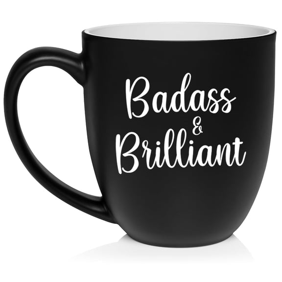 Badass And Brilliant Friend Coworker Graduation Boss Employee Gift Ceramic Coffee Mug Tea Cup Graducation Gift (16oz Matte Black)