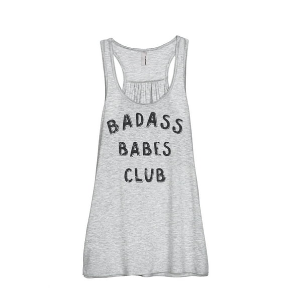 Badass BABES Club Women's Fashion Sleeveless Flowy Racerback Tank Top Sport Grey Small