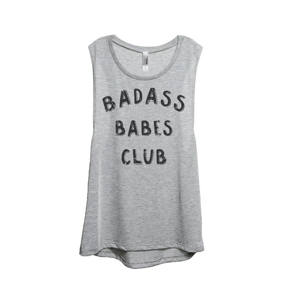 Badass BABES Club Women's Fashion Sleeveless Muscle Tank Top Tee Sport Grey Medium