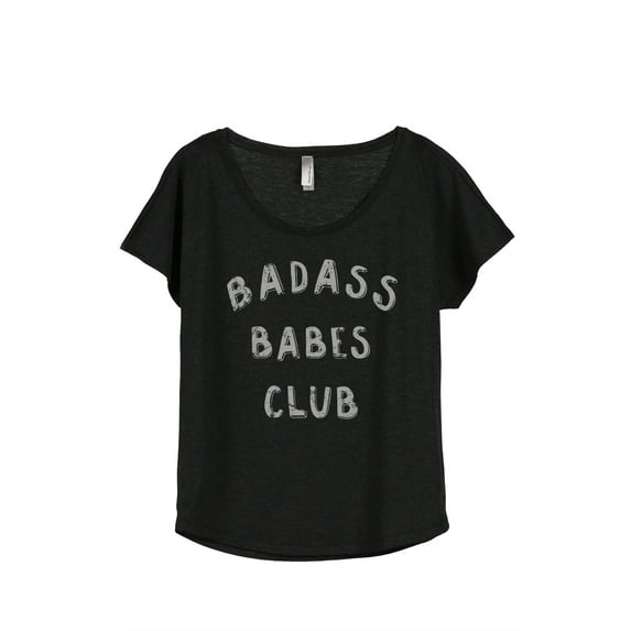 Badass BABES Club Women's Fashion Slouchy Dolman T-Shirt Tee Heather Black Large