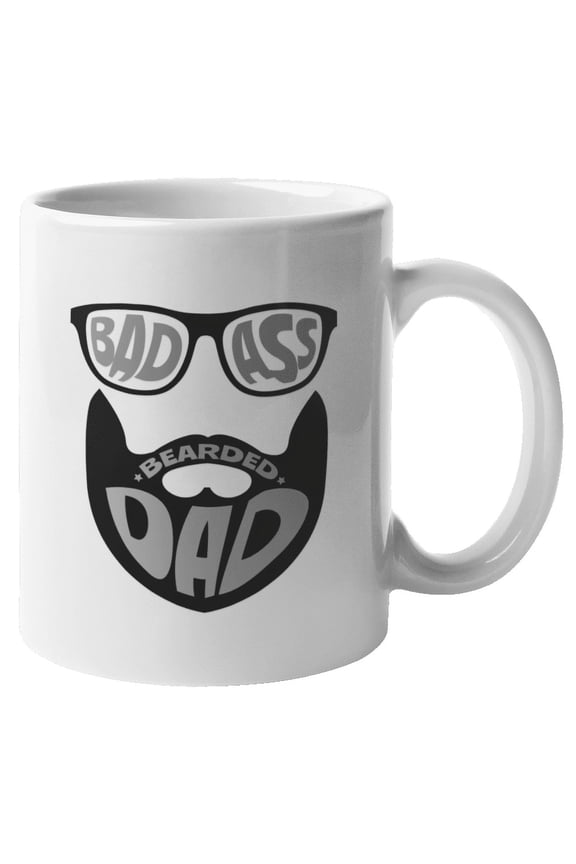 Badass Bearded Dad Cool Coffee & Tea Mug for Husband, Daddy and Men (11oz)