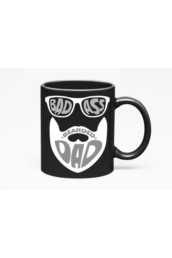 Badass Bearded Dad Cool, Husband, Daddy and Men, Black 11oz Ceramic Mug