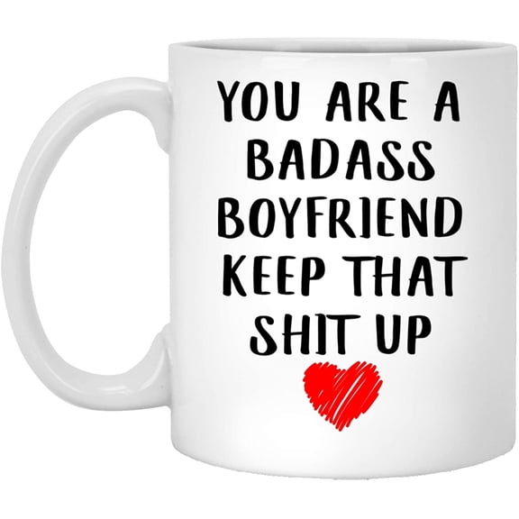 Badass Boyfriend Gifts for Birthday from Girlfriend Funny Fathers Day Mug Ideas for Him Cute Tea Cups Ceramic White 11oz