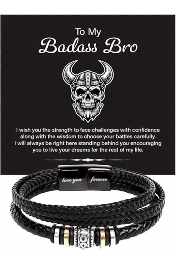 To My Badass Brother Bracelet, Christmas Gift for Badass Brother from Badass Sister, Bracelet for Brother from Sister, Gifts for Younger Brother, Birthday Gift with Message Card and Gift Box