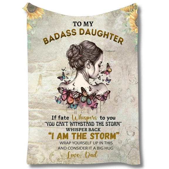 to My Badass Daughter Blanket from Dad and Mom - Badass Daughter Blanket from Dad and Mom - Badass Daughter Blanket Gift from Dad and Mom for Daughter - to My Daughter Fleece Blanket