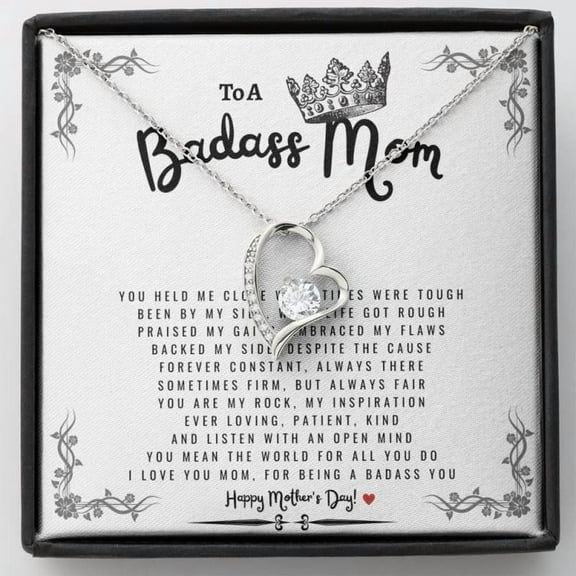 To A Badass Mom Necklace, Best Mom Necklace, Present For Mom, Mother's Day Gift, To My Mom, Gifts For Mom From Daughter Son, Mom Necklace Personalized Jewelry, Custom Message Card, Gift Box
