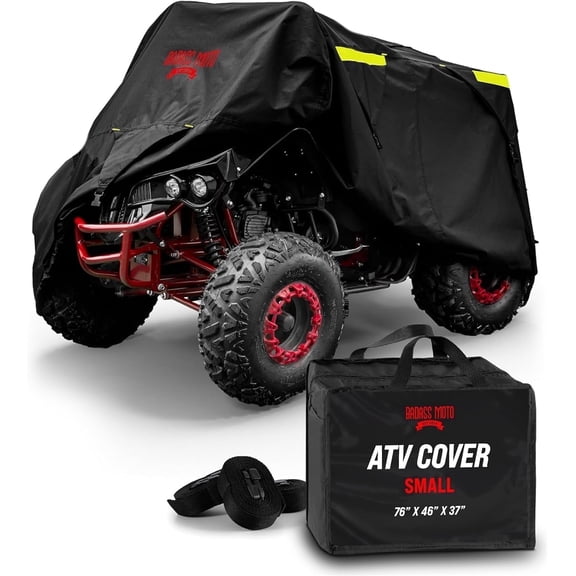 Badass Moto ATV Covers Waterproof Outdoor Heavy Duty - Rip-Resistant ATV Cover with Easy Access Zipper - Durable and Versatile Four Wheeler Accessories for Quad and Powersport Vehicles, Small (75")
