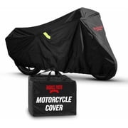 Badass Moto Ultimate Motorcycle Cover Waterproof Outdoor Heavy Duty Fits Harley Davidson Sportster Durable Rain Sun Weather Shelter For Triumph, Fat Bob, Indian Scout, Sport Bike, Medium Cruiser