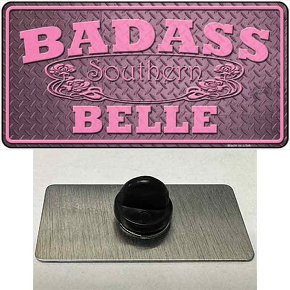 Badass Southern Belle Novelty Metal Hat Pin Tag 1.5" x 0.75" Hat Pin (PIN)