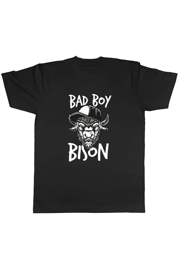 Badboy Bison Wearing A Cap Funny Animal Wildlife Nature Graphic Print Design Unisex T-Shirt, S-5XL