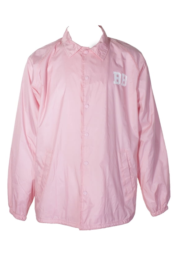 Pink White Baby Flags Graphic Medium Weight Snap Closure Collared Jacket