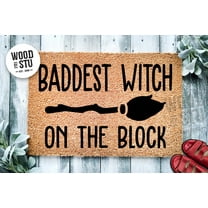 Baddest Witch on the Block Door Mat | Funny Doormat | Welcome Mat | Halloween Decor | Funny Door Mat | Home Doormat | Halloween Mat