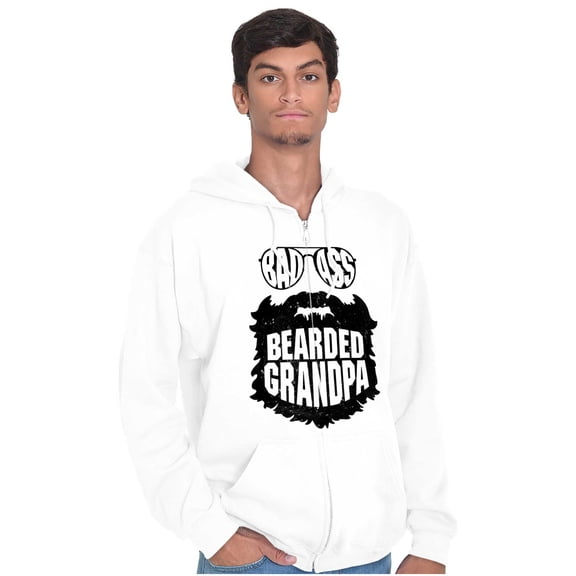 Baddie Bearded Grandpa Cool Funny Men's Big & Tall Graphic Zip Up Hoodie Brisco Brands 4X