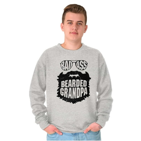 Baddie Bearded Grandpa Cool Funny Men's Big & Tall Crewneck Sweatshirt Brisco Brands 5X
