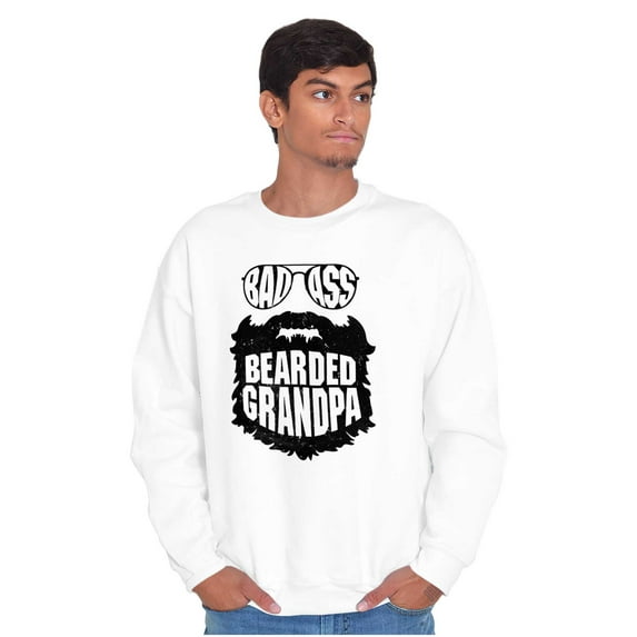 Baddie Bearded Grandpa Cool Funny Men's Big & Tall Crewneck Sweatshirt Brisco Brands 5X