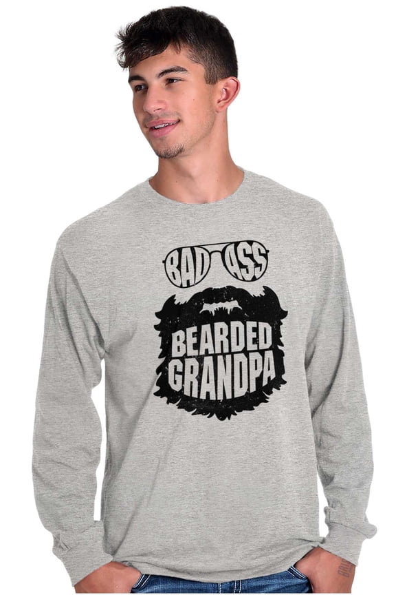 Baddie Bearded Grandpa Cool Funny Men's Big & Tall Long Sleeve Graphic Tee Brisco Brands 3X