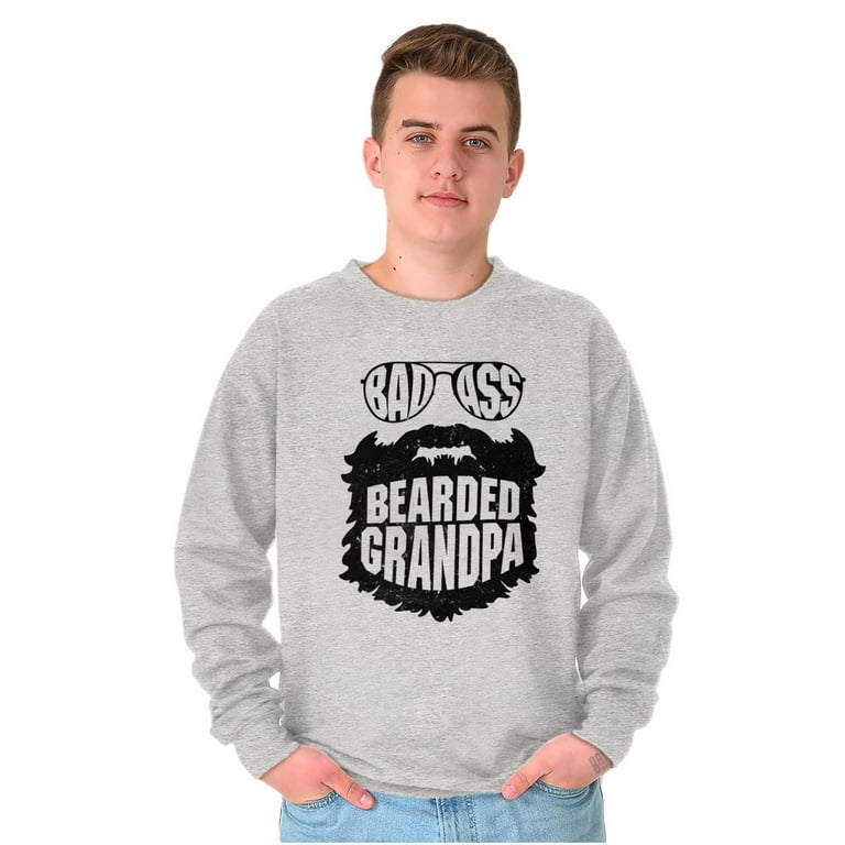 Baddie Bearded Grandpa Cool Funny Men s Crewneck Sweatshirt Brisco Brands 4X