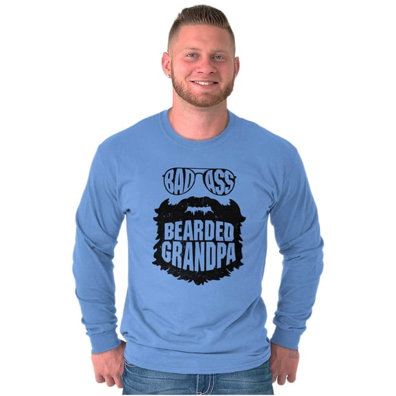 Baddie Bearded Grandpa Cool Funny Men's Long Sleeve Tee T Shirt Brisco Brands 2X