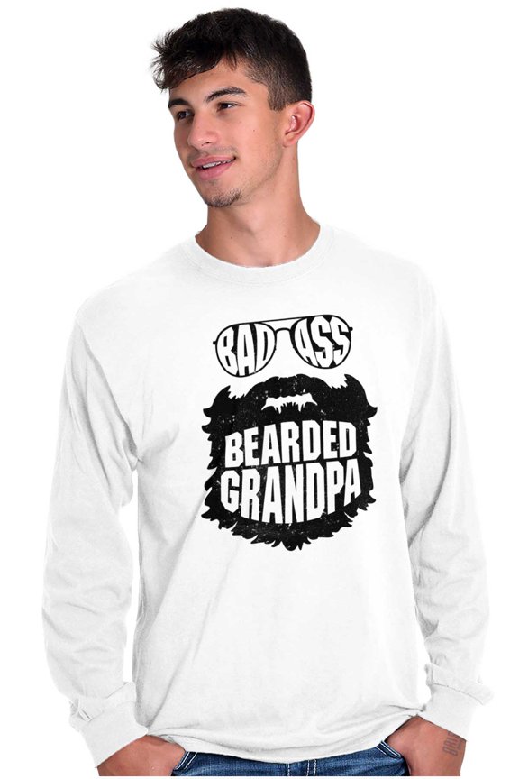 Baddie Bearded Grandpa Cool Funny Men's Long Sleeve Tee T Shirt Brisco Brands S