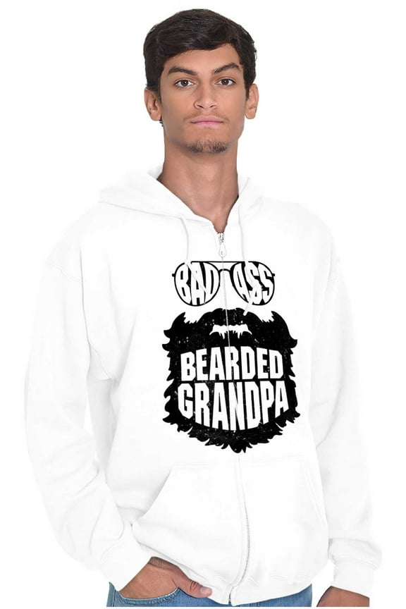 Baddie Bearded Grandpa Cool Funny Zip Hoodie Sweatshirt Men Brisco Brands S