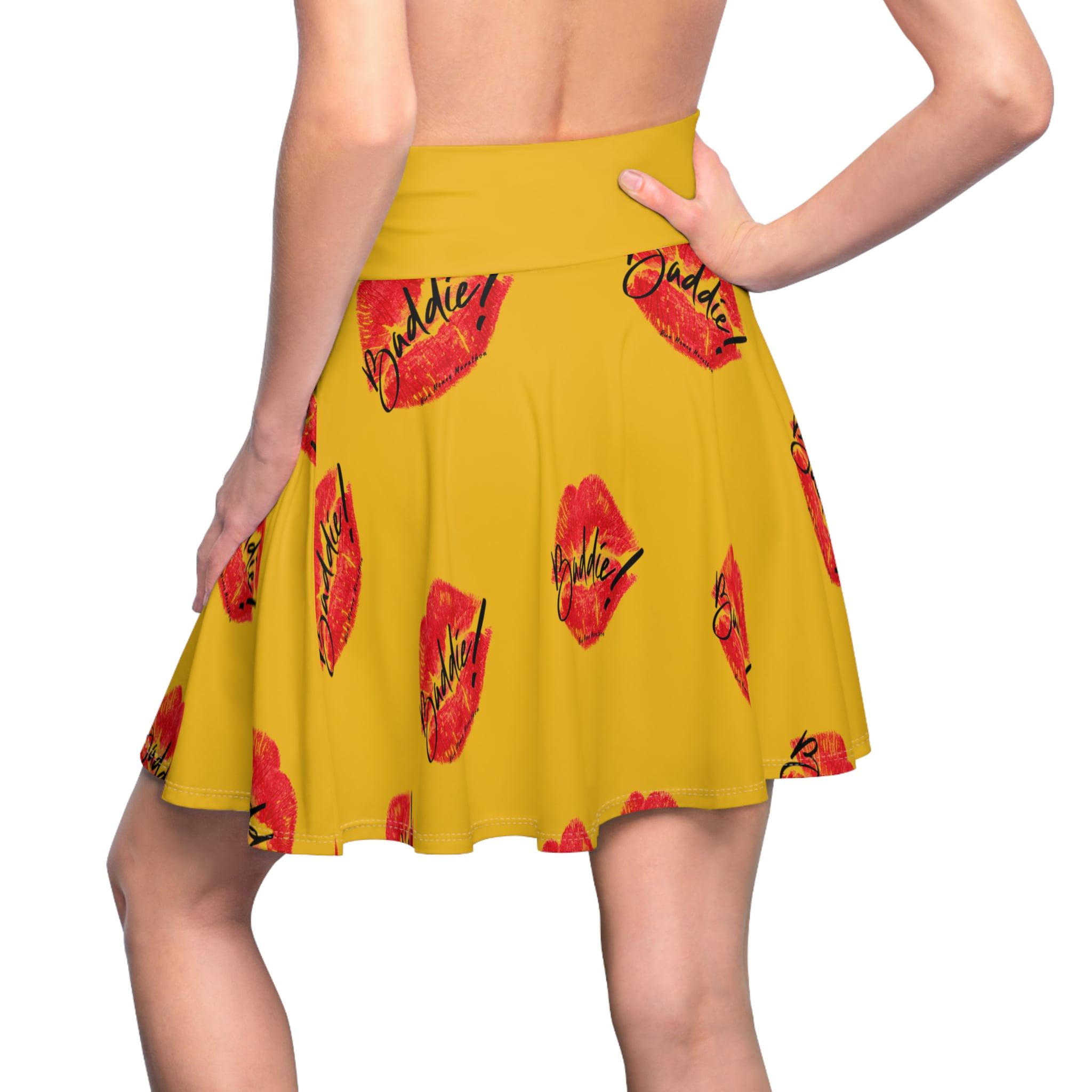 Women's Skater Skirt - Midnight Monstera - Cadmium Orange