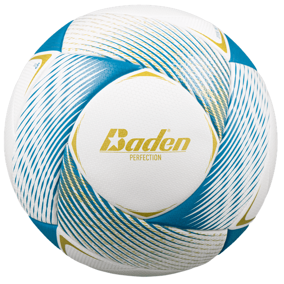 Baden Perfection Thermo Soccer Ball, Official Size 5 Seamless Thermal-Bonded, NFHS Approved, White/Blue