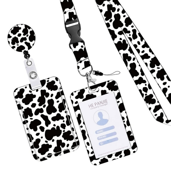 Lanyard with Retractable Badge Reel Card Holder Leopards Print Card Badge Holder with Removable Neck Lanyard