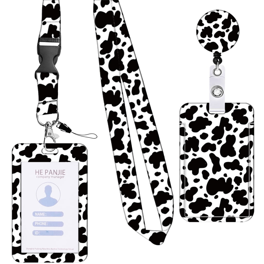 Neck Card Badge Card Holder and Neck Lanyard Set Leopards Print Identity Card ...