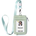 thumbnail image 1 of Badge Holder – Genuine Leather ID Holder with Zipper Pocket and Nylon Lanyard – Perfect for Badges, Cards, and More, 1 of 5