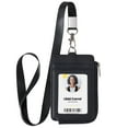 thumbnail image 1 of Badge Holder – Genuine Leather ID Holder with Zipper Pocket and Nylon Lanyard – Perfect for Badges, Cards, and More, 1 of 4