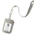 thumbnail image 1 of Badge Holder – Genuine Leather ID Holder with Zipper Pocket and Nylon Lanyard – Perfect for Badges, Cards, and More, 1 of 3