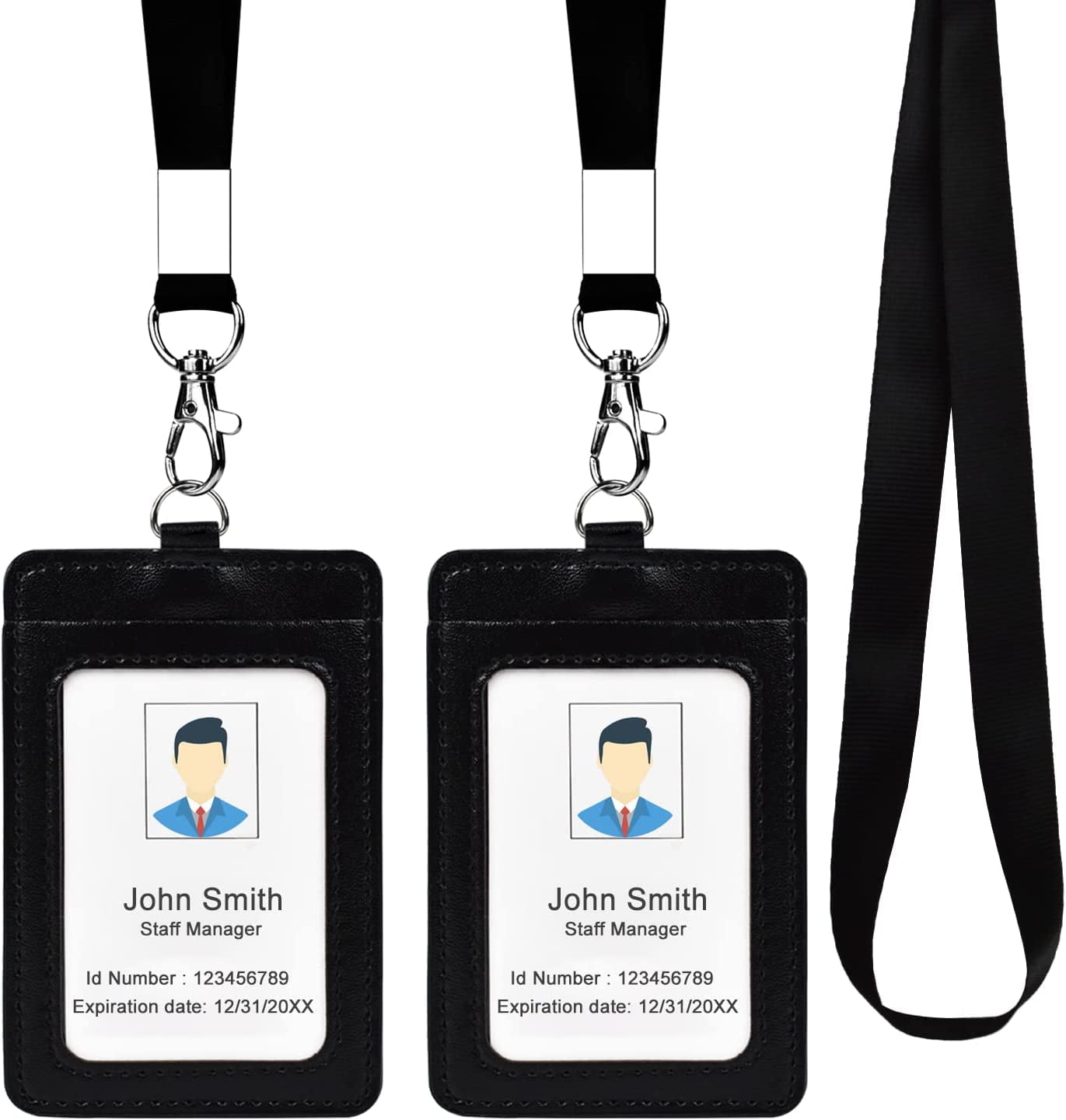 AirTag Badge Holder, PU Leather ID Badge Holder with 1 Clear ID Window & 2  Credit Card Slot & 1 Detachable Neck Lanyard