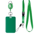 thumbnail image 1 of Badge Holder with Lanyard Retractable Reel,Vertical Slide Clear ID Card Case,All-in-One Durable Comfortable Neck Strap for Employee Office Commute Daily Use Green, 1 of 8