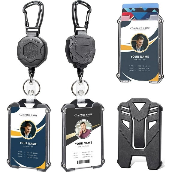 Badge Holder Retractable Clip Heavy Duty Carabiner Badge Reel Keychain ...