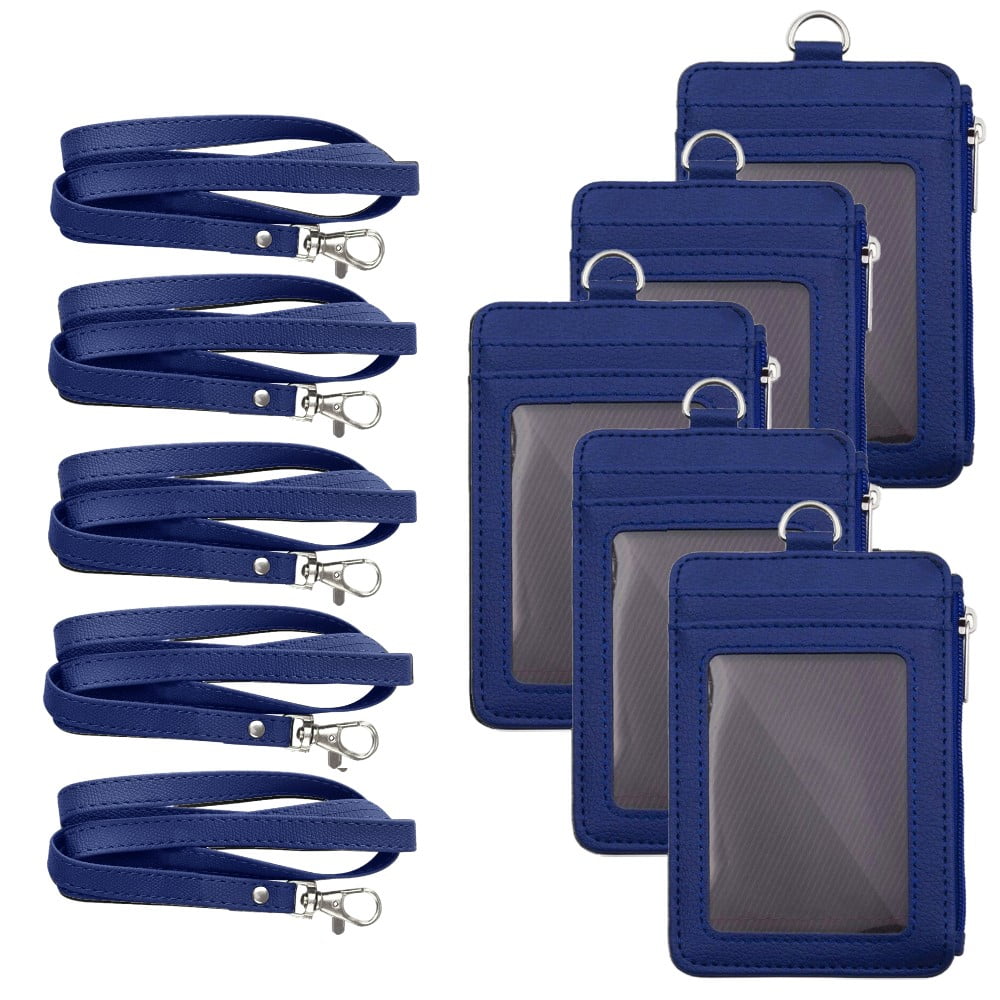 【Llife】SOFT STEER CARD CASE+NECK HOLDER 3Pcs ID Badge Holder Lanyard with Card Holder, Black, Suitable for