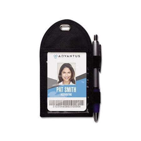 Advantus Badge Holder Vert 2-1/4"x3-1/2"Insert 12/BX Black/Clear 75648