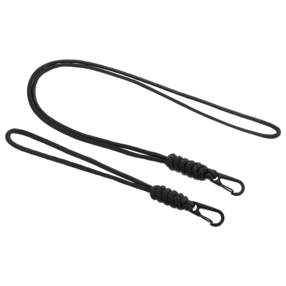 Badge Lanyard with Keychain Clip Necklace Wrist Cord Strap Metal Clasp for Keys, Black 2 Pack