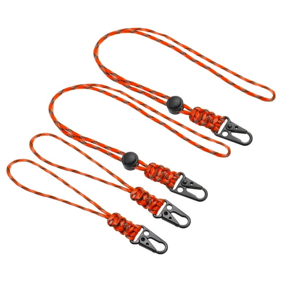 Badge Lanyard with Sling Clip, Adjustable Necklace Wrist Cord Strap Metal Clasp, Camouflage Orange 4 Pack