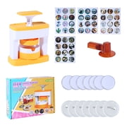 Badge Maker Machine, Pin Maker Machine Kit, 58Mm, Button Making Supplies, Yellow, Circle Paper Cutter, 48 Pc Covers, 48 Pc Bases, 1 Pc Machine, 1 Pc Cutter, Valentines Craft