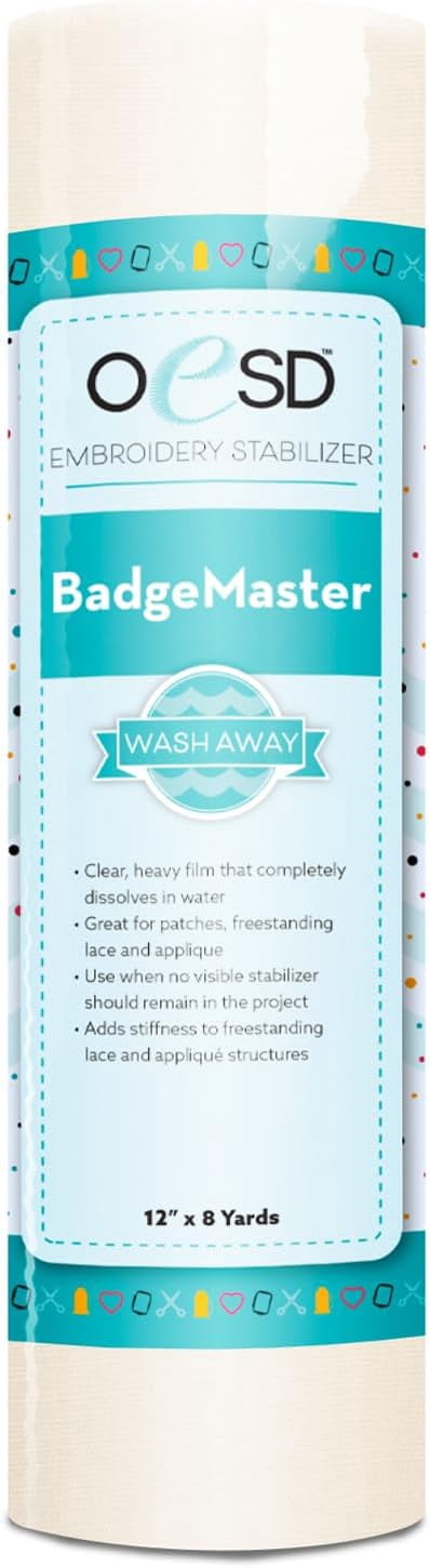 Badge Master Wash Away Embroidery Stabilizer 12" x 8 Yd Roll | Water Soluble