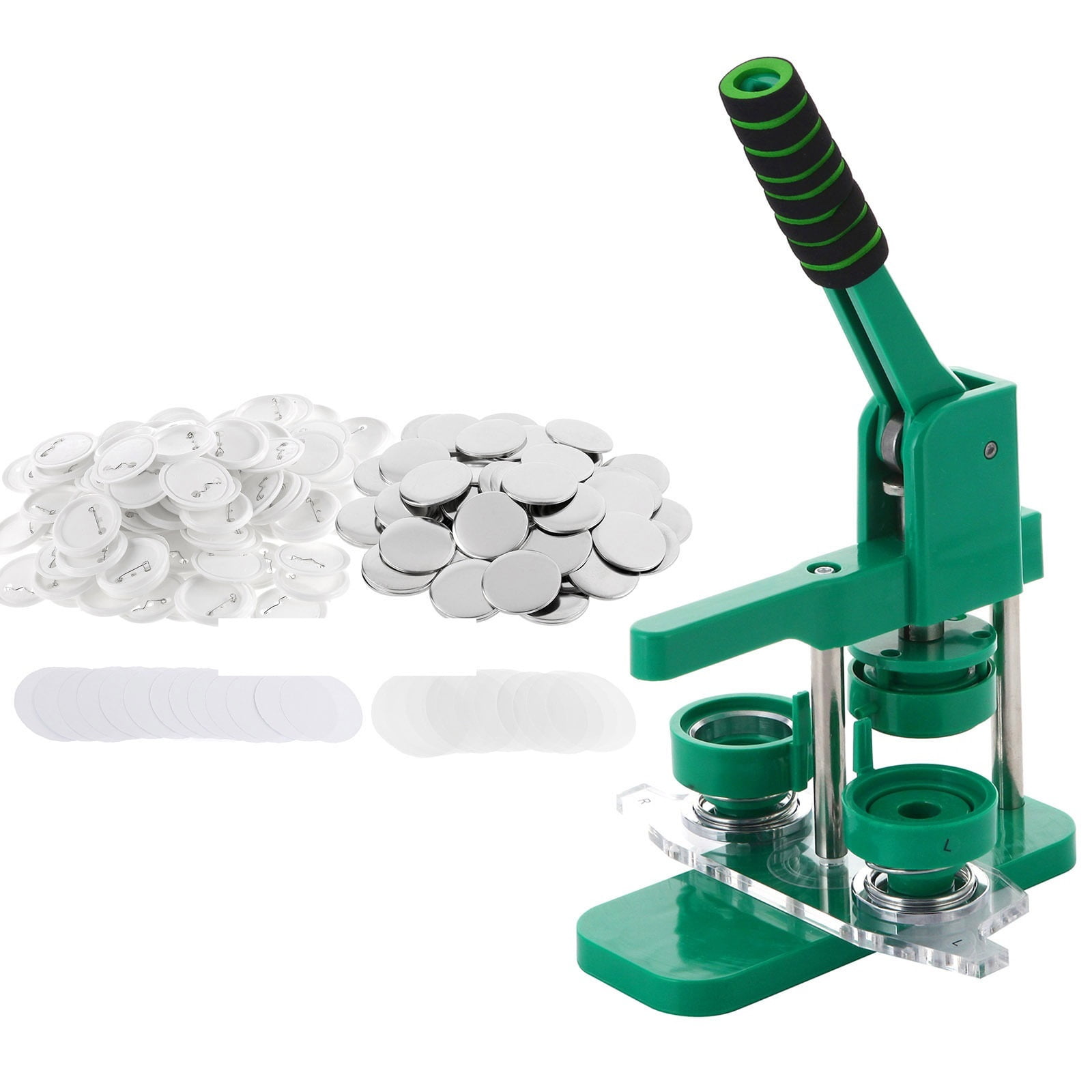 Badge Pin Button Maker Machine 32mm DIY Badges Set Pin Button Punch Press with 100set Button ,Beginner-Friendly