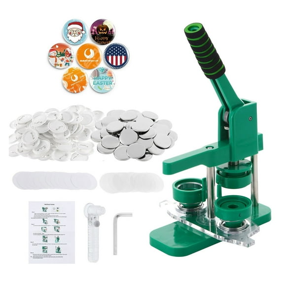 Badge Punch Press Maker Machine Pin Rotate Button Maker DIY Making Set With 100 Blank Button Making Supplies Parts Blank Paper 37mm 44mm 58mm ,Easy to Use