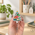 Badge Reel Christmas Book Tree with Rainbow Handprints, Retractable ID ...