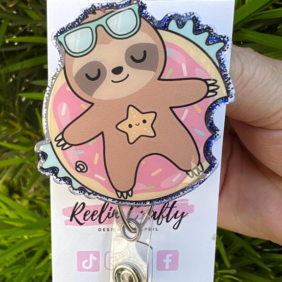 Badge Reel Floating sloth ID Holder Retractable Nurse Healthcare Reel Clip Medical Worker Funny Personalized Custom Dark Humor